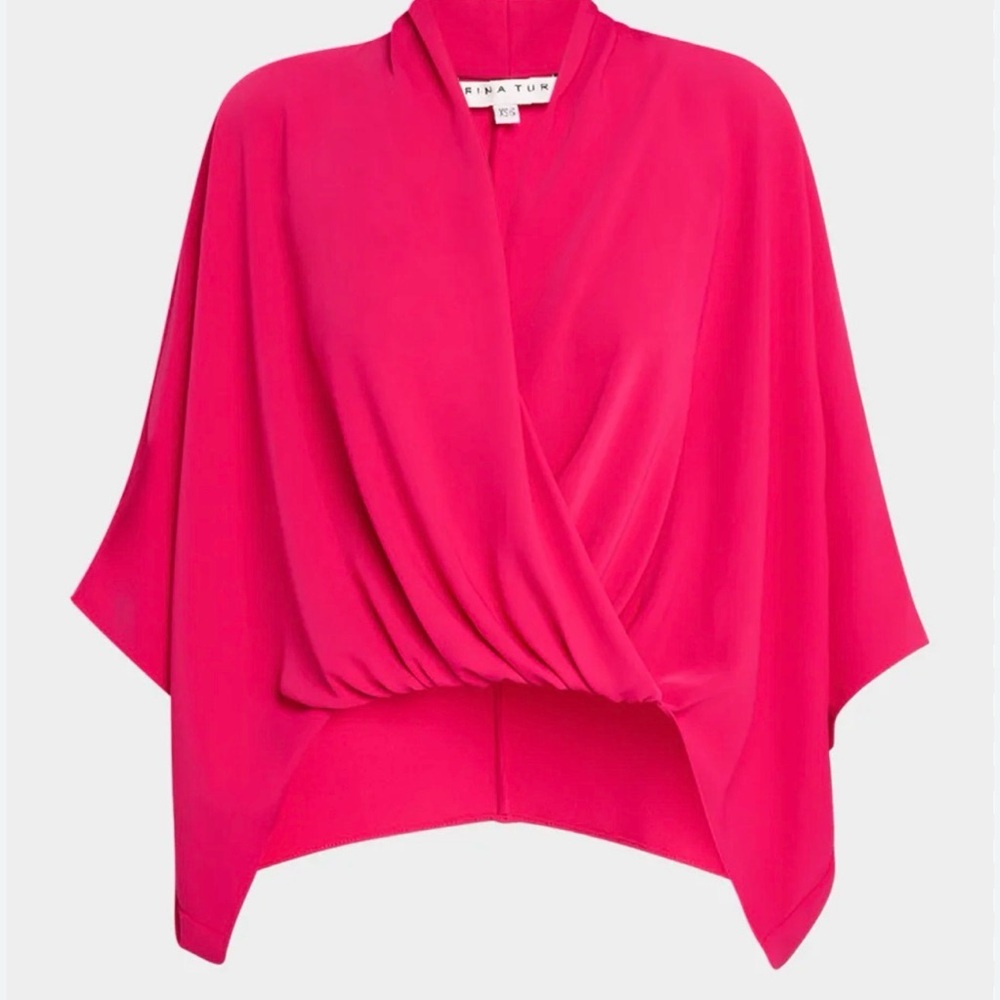 Trina Turk Hot Pink Draped Wrap Blouse